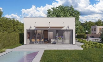 Bungalow 168 mit Flachdach.